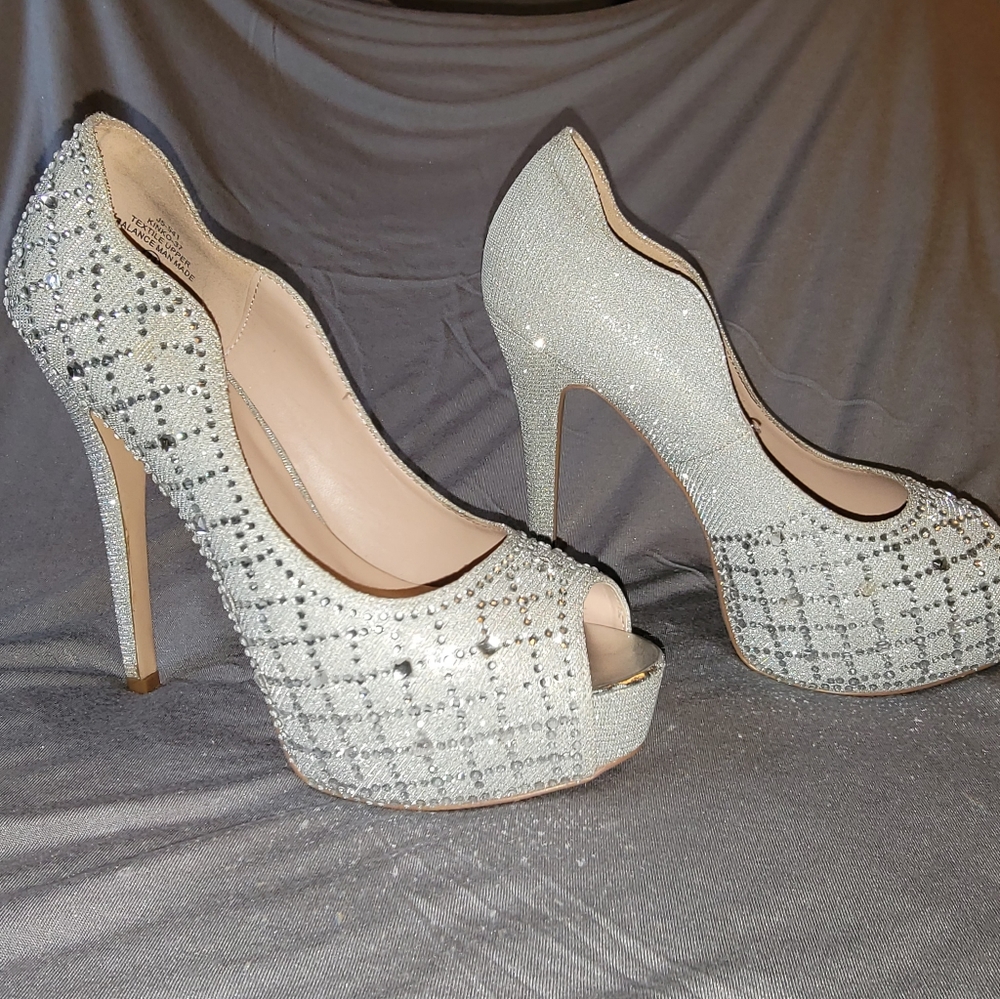 De Blossom Collection silver platform heel
